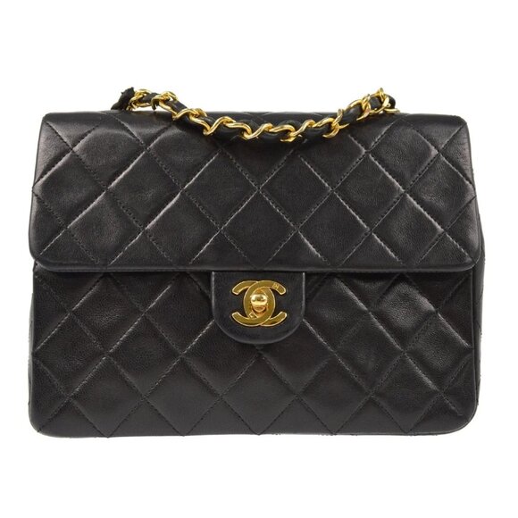 Chanel Black Lambskin Classic Square Flap Shoulder Bag 20 XX40109 - Picture 1 of 9